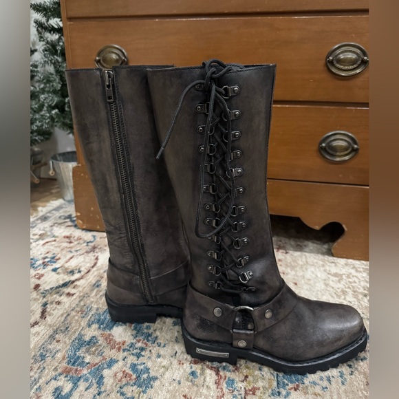 Milwaukee Leather Women's Distressed Brown Motorcycle Rider Boots 8. - Picture 3 of 11